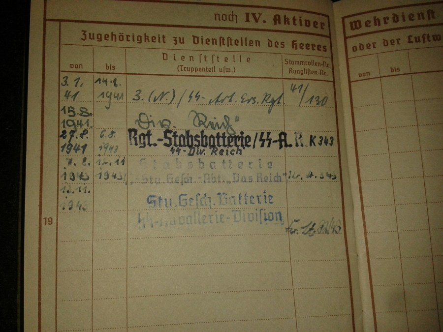 wehrpass 2a div panzer ss das reich