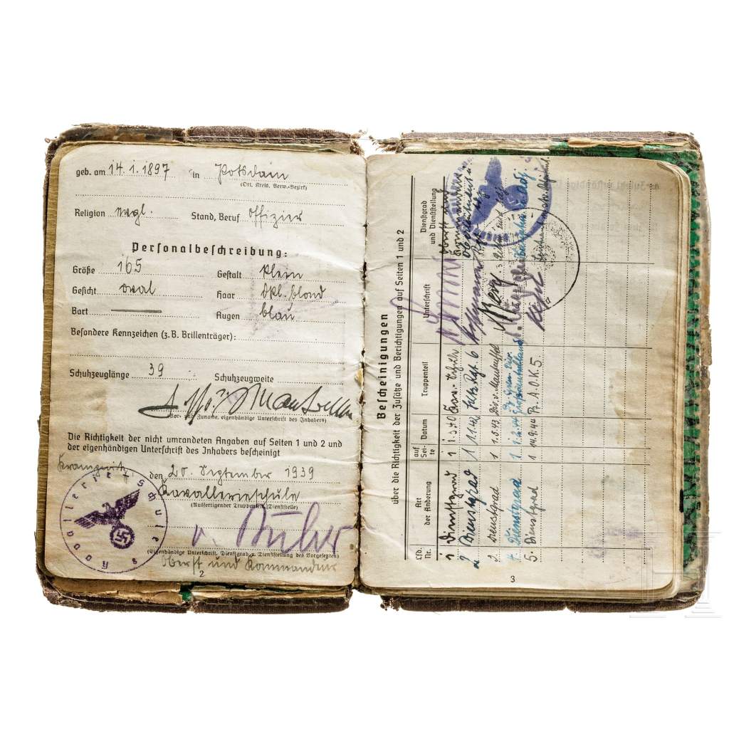 Soldbuch original del General Hasso von Manteuffel - pagina de datos personales y filiacion (2)